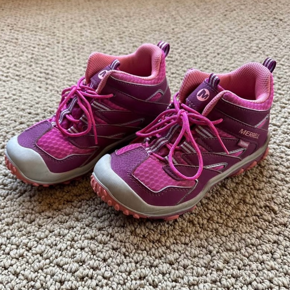 Merrell Youth Pink and Purple trail boots